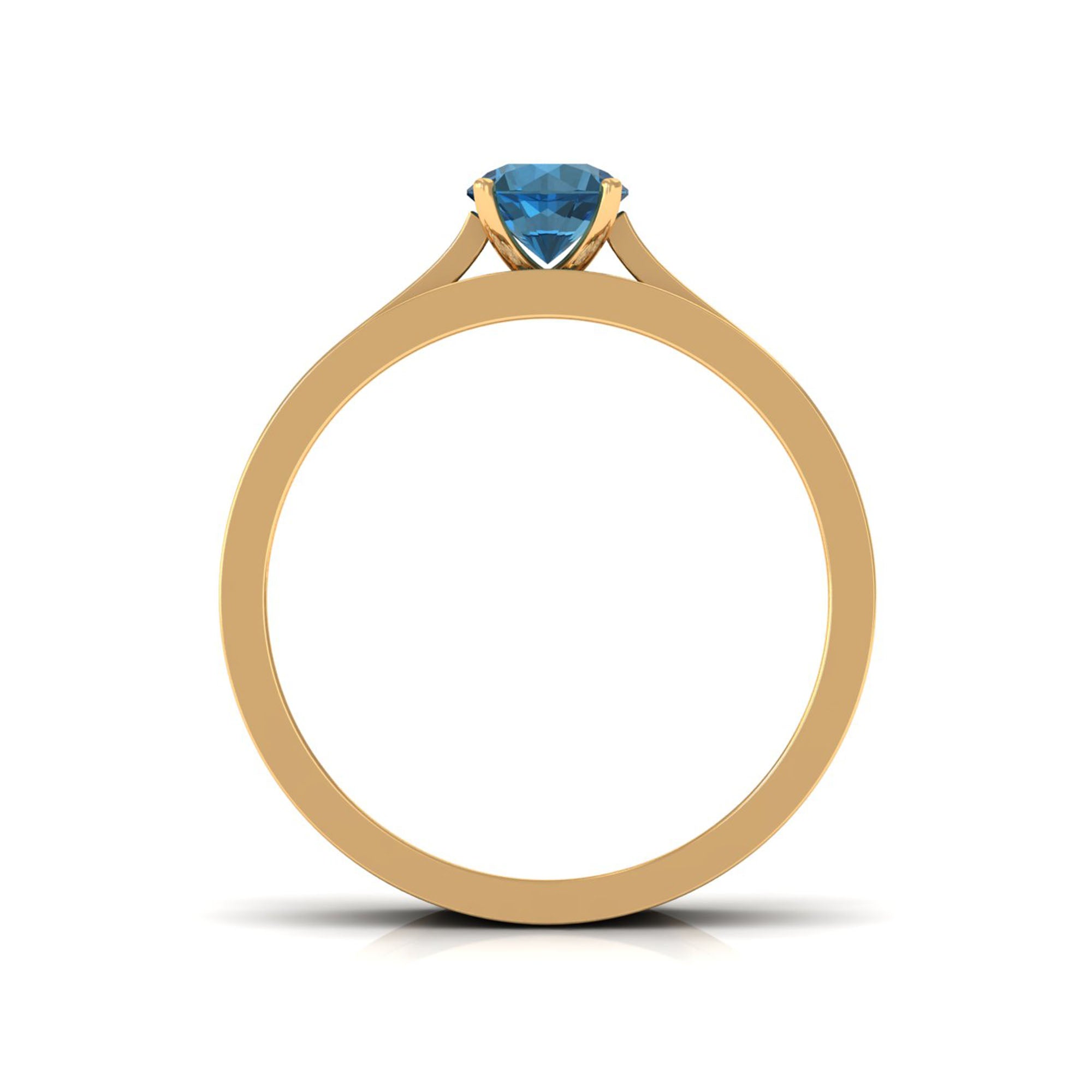 5mm London Blue Topaz Classic Engagement Ring with Diamond Wedding band