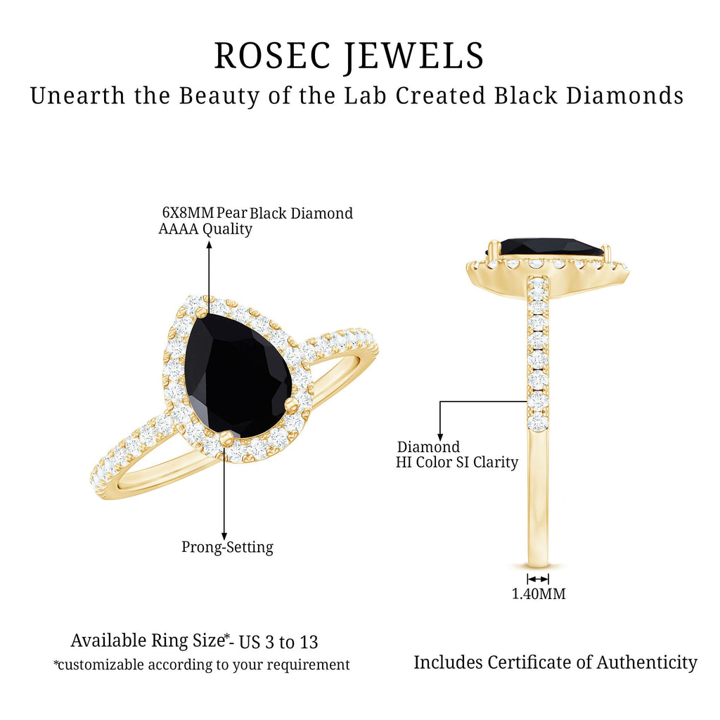 Minimal Created Black Diamond Engagement Ring with Diamond Accent
