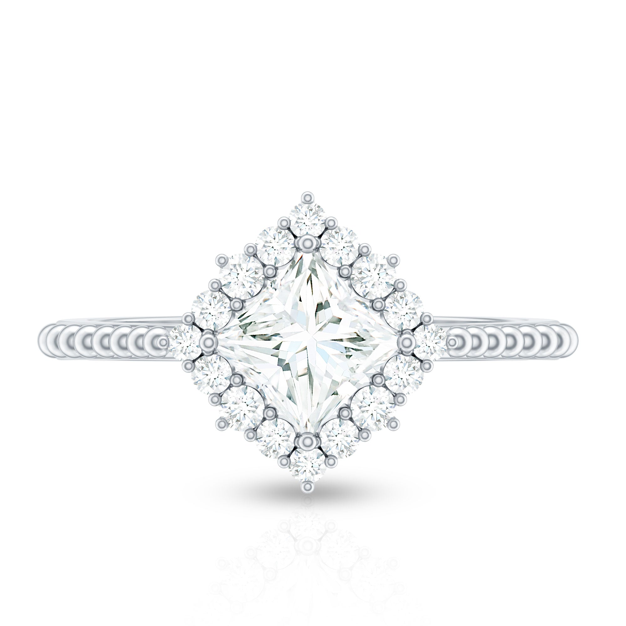 5 mm Princess Cut Moissanite Vintage Inspired Ring