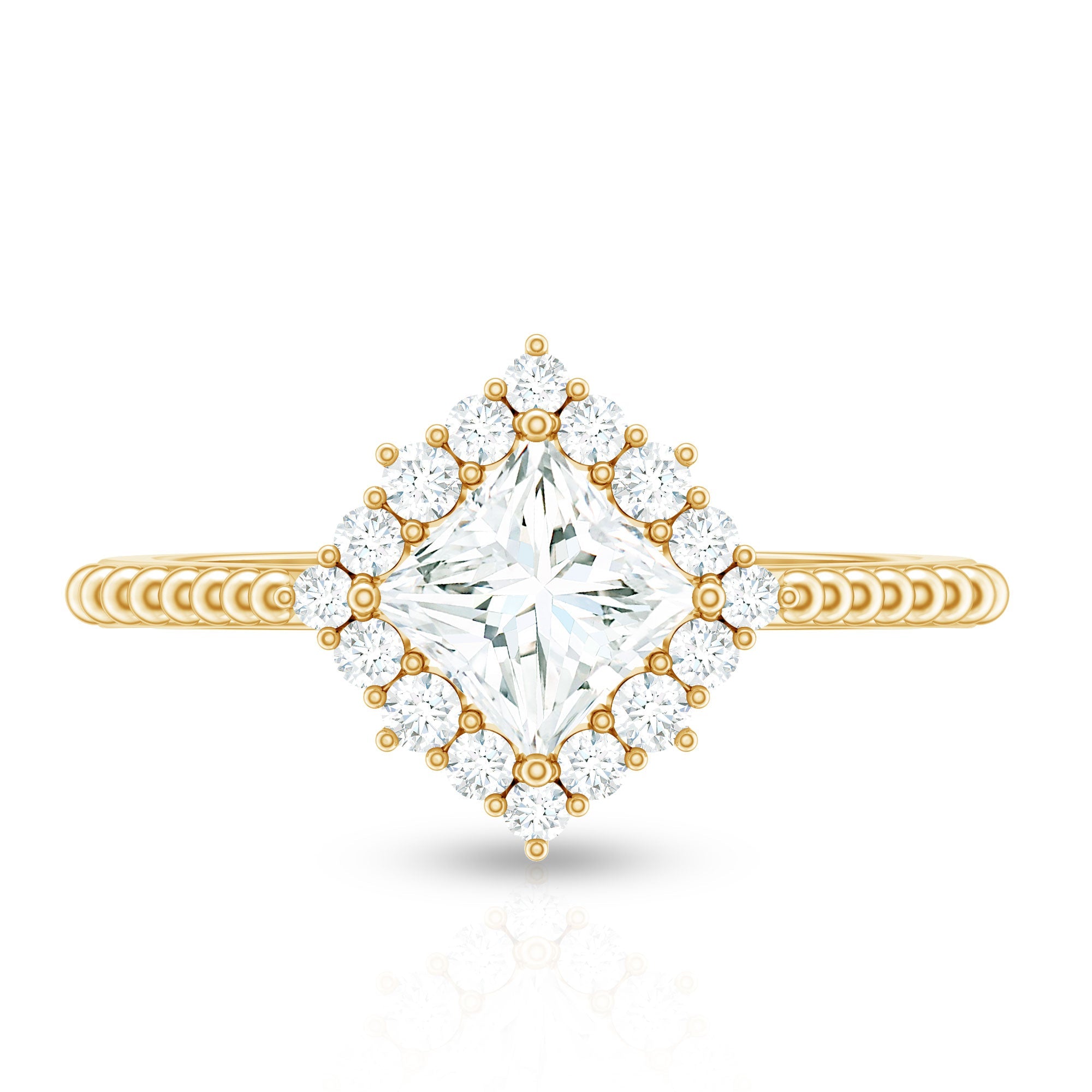 5 mm Princess Cut Moissanite Vintage Inspired Ring