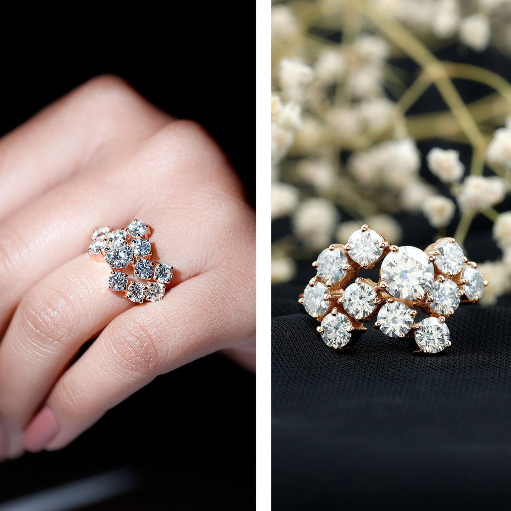 Round Cut Moissanite Statement Ring for Women