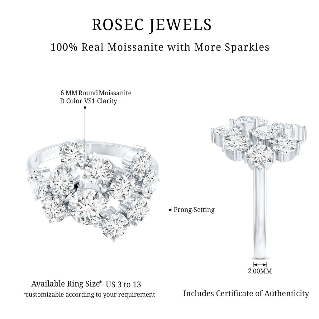 Round Cut Moissanite Statement Ring for Women