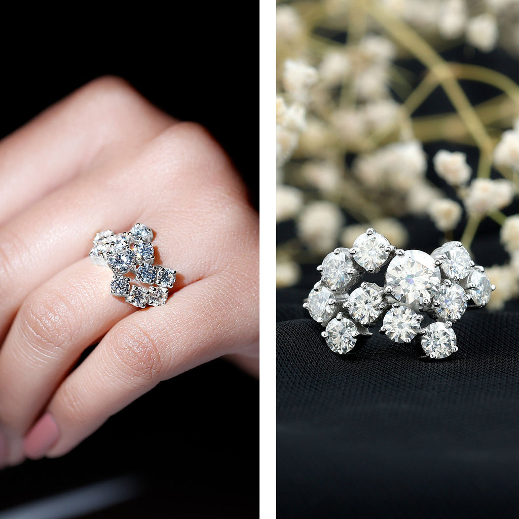 Round Cut Moissanite Statement Ring for Women