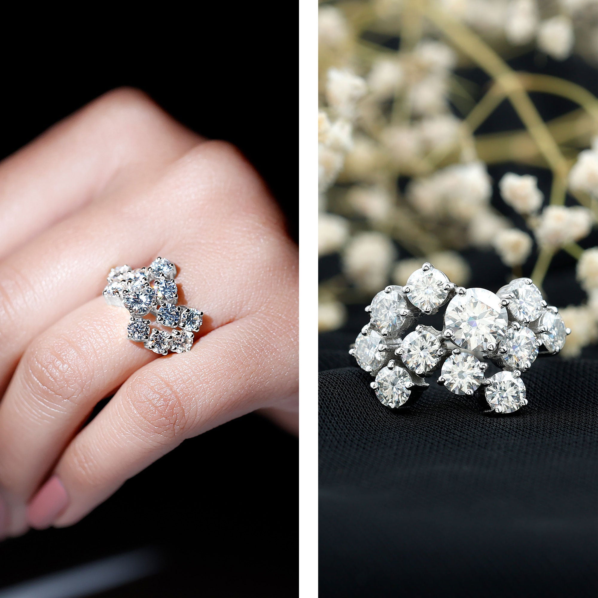 Round Cut Moissanite Statement Ring for Women