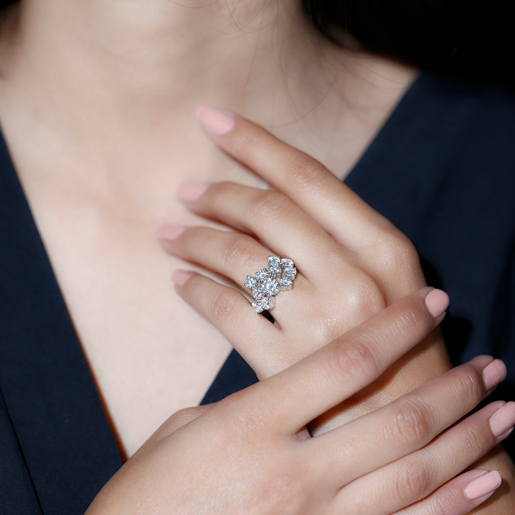 Round Cut Moissanite Statement Ring for Women