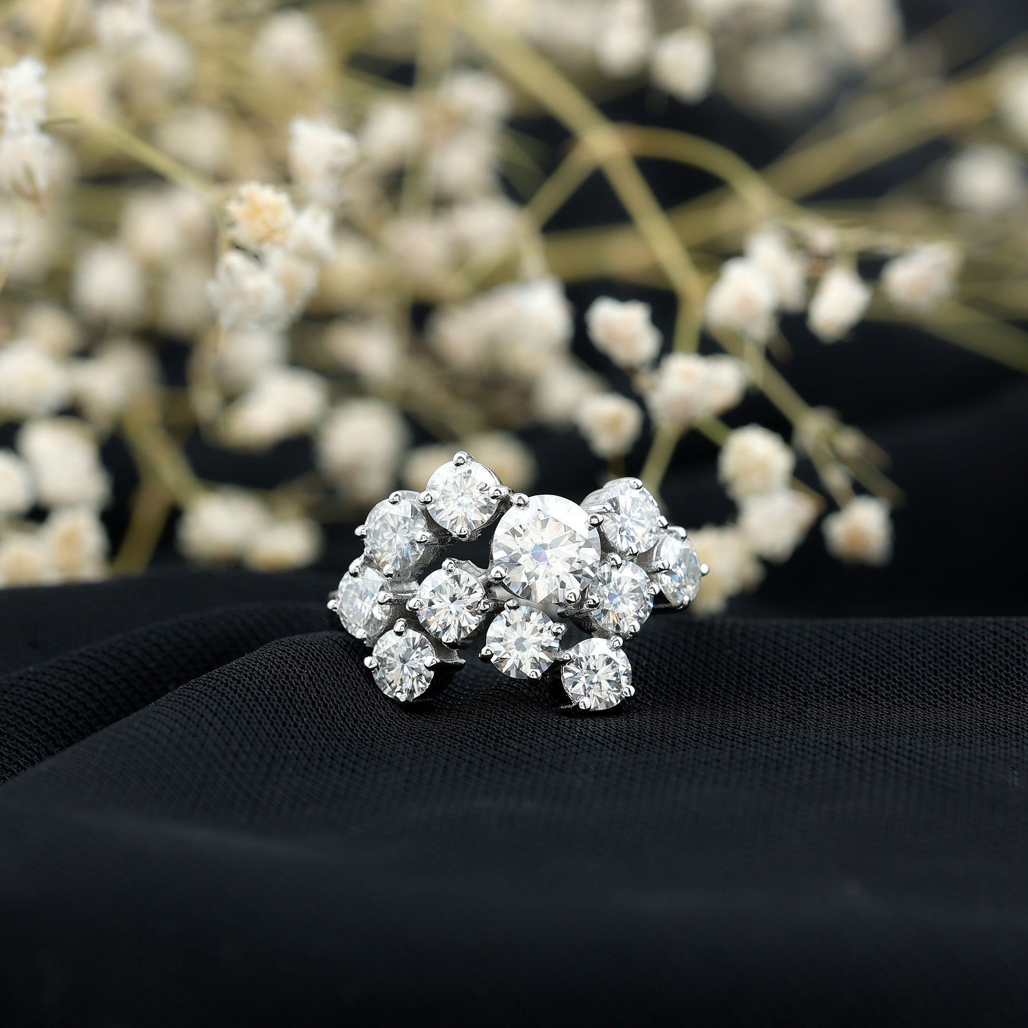 Round Cut Moissanite Statement Ring for Women