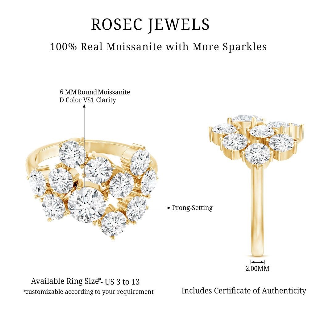 Round Cut Moissanite Statement Ring for Women