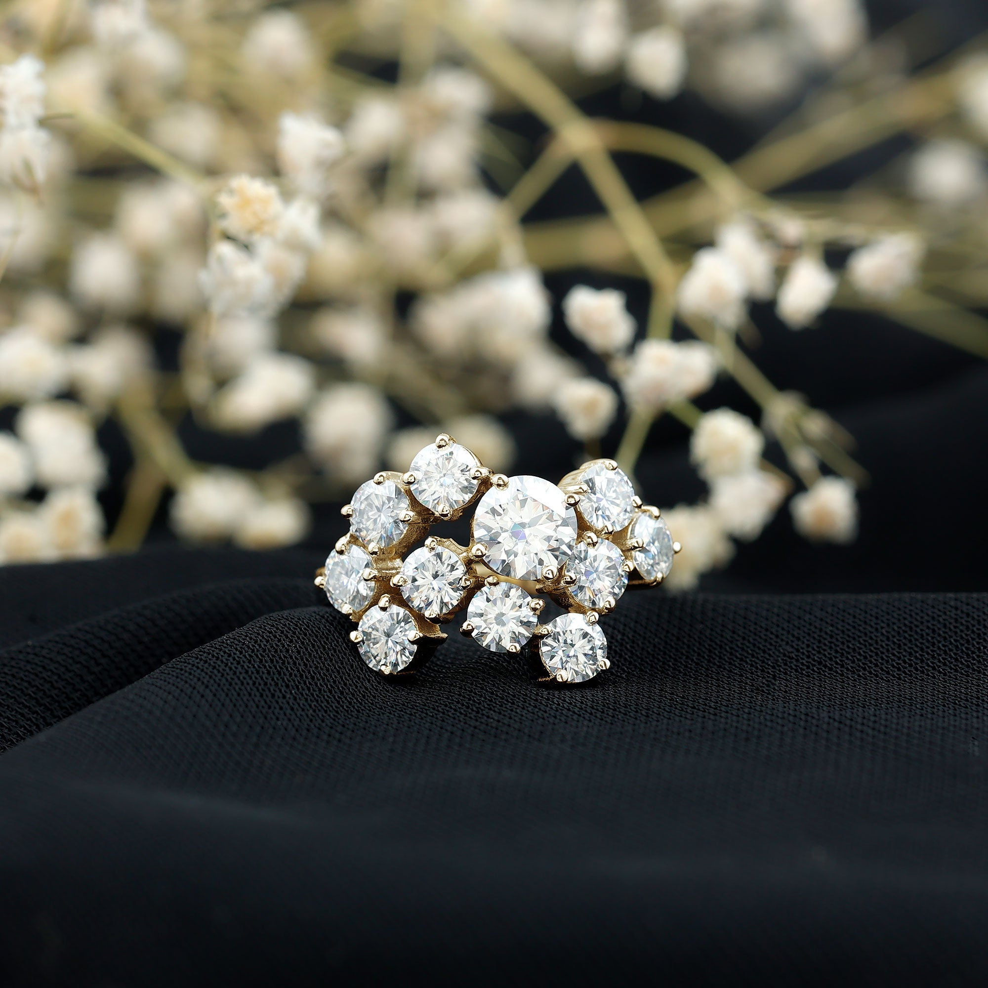 Round Cut Moissanite Statement Ring for Women