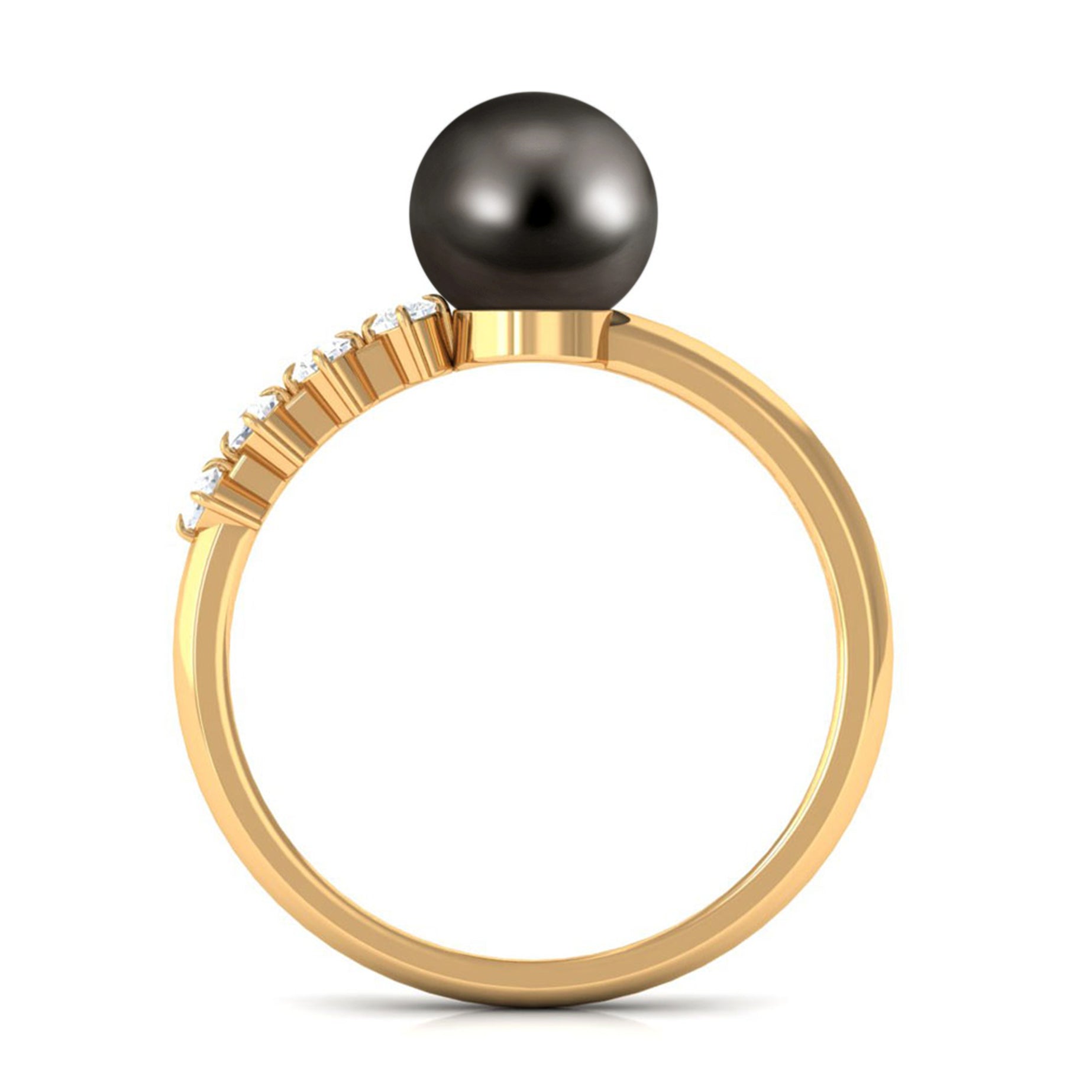 Designer Tahitian Pearl Solitaire Engagement Ring with Diamond