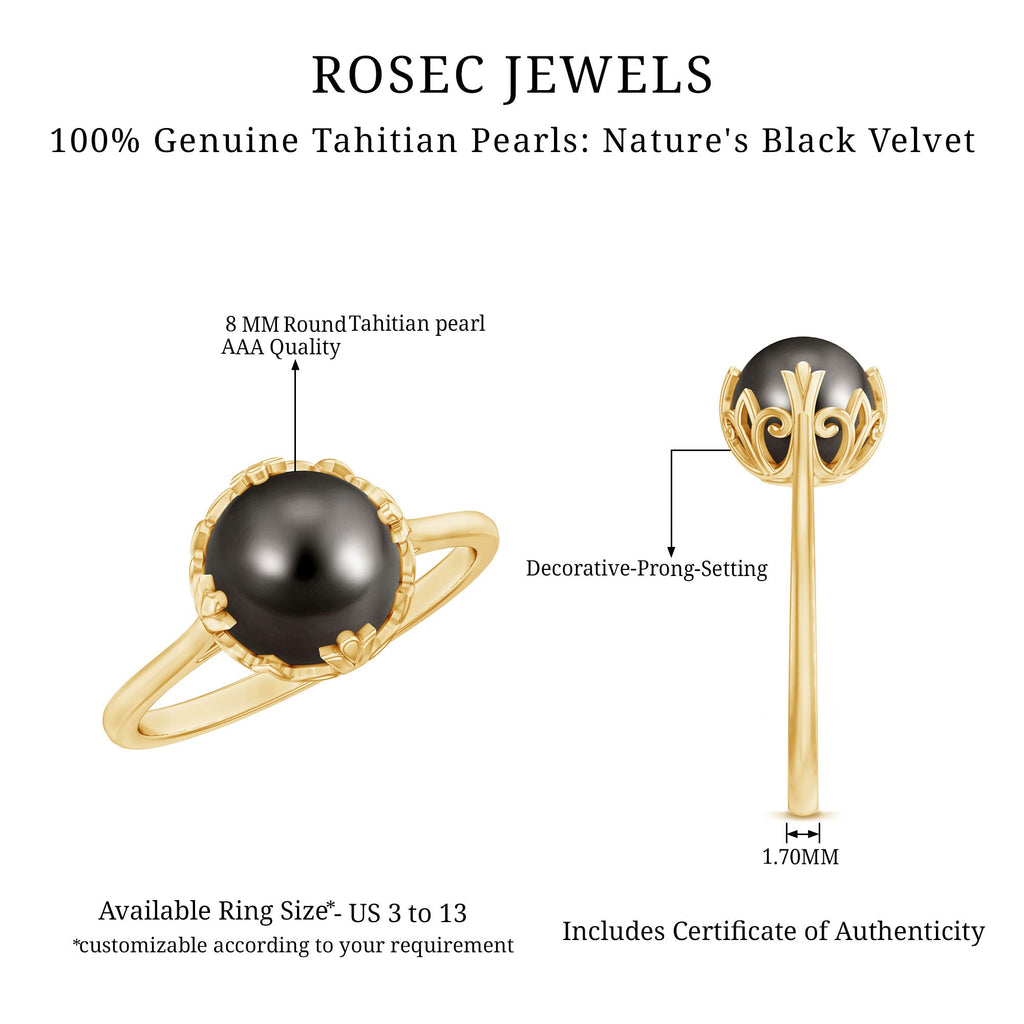 Handpicked Genuine Black Tahitian Pearl Engagement Ring