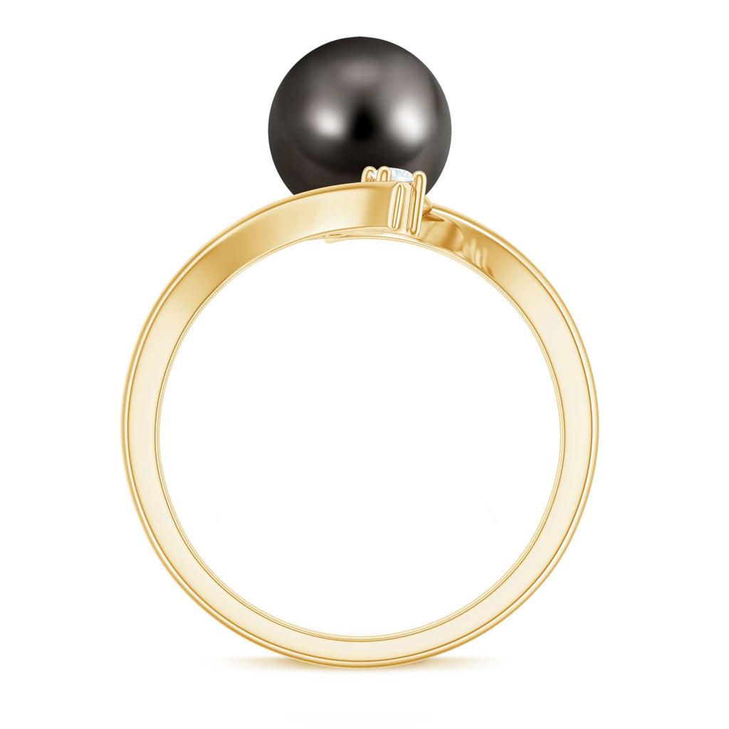 Tahitian Black Pearl Bypass Engagement Ring with Diamond