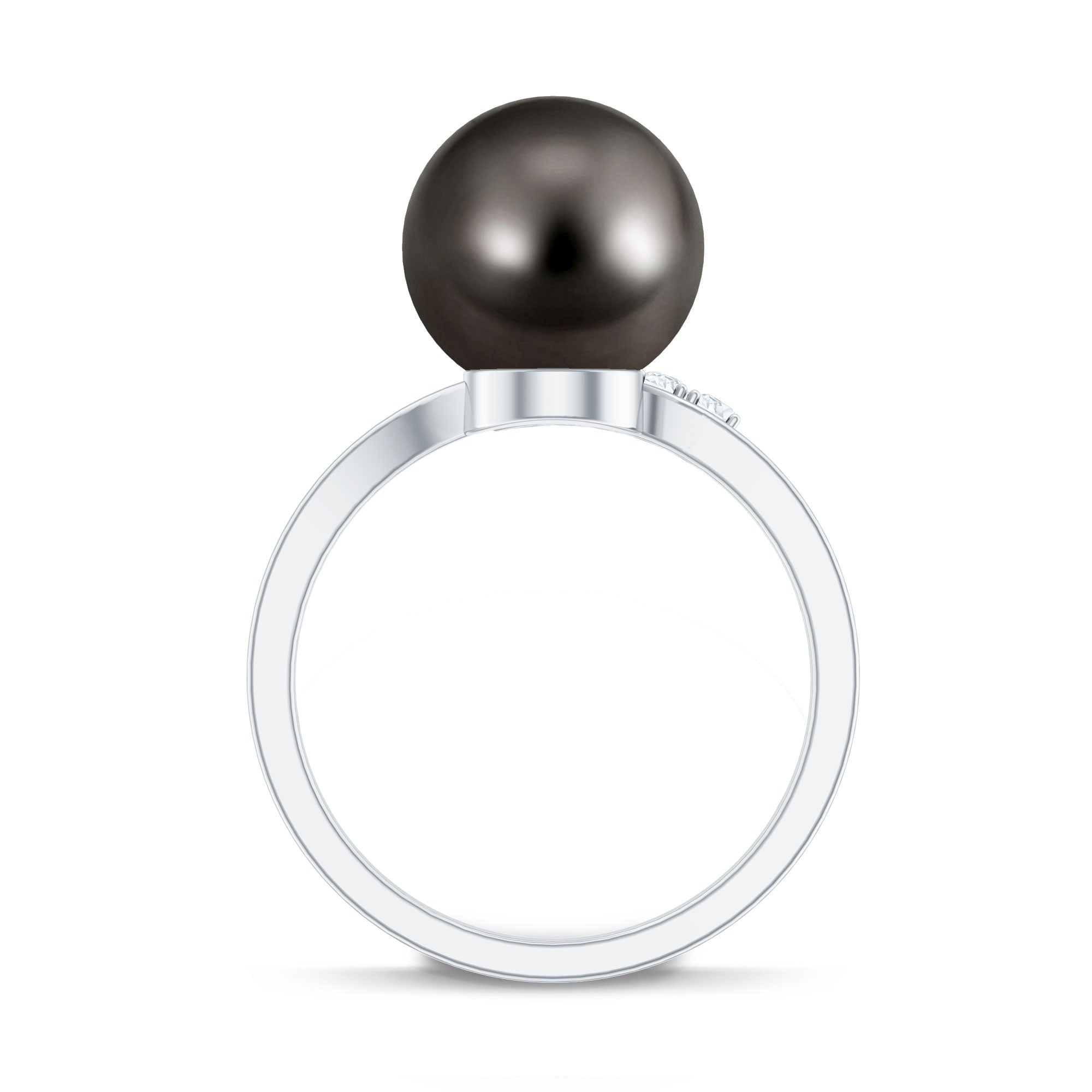 7.75 CT Designer Tahitian Pearl Solitaire Ring with Diamond