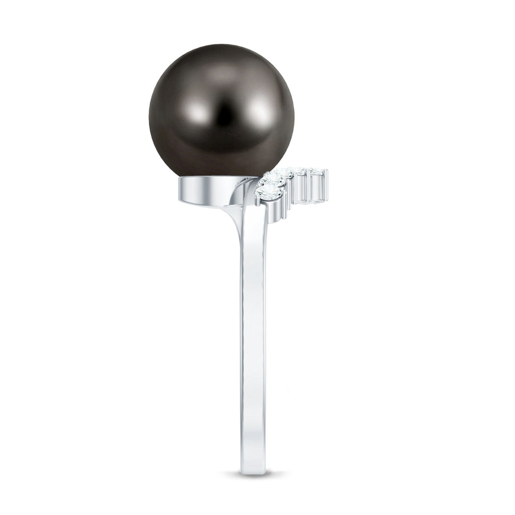 7.75 CT Designer Tahitian Pearl Solitaire Ring with Diamond