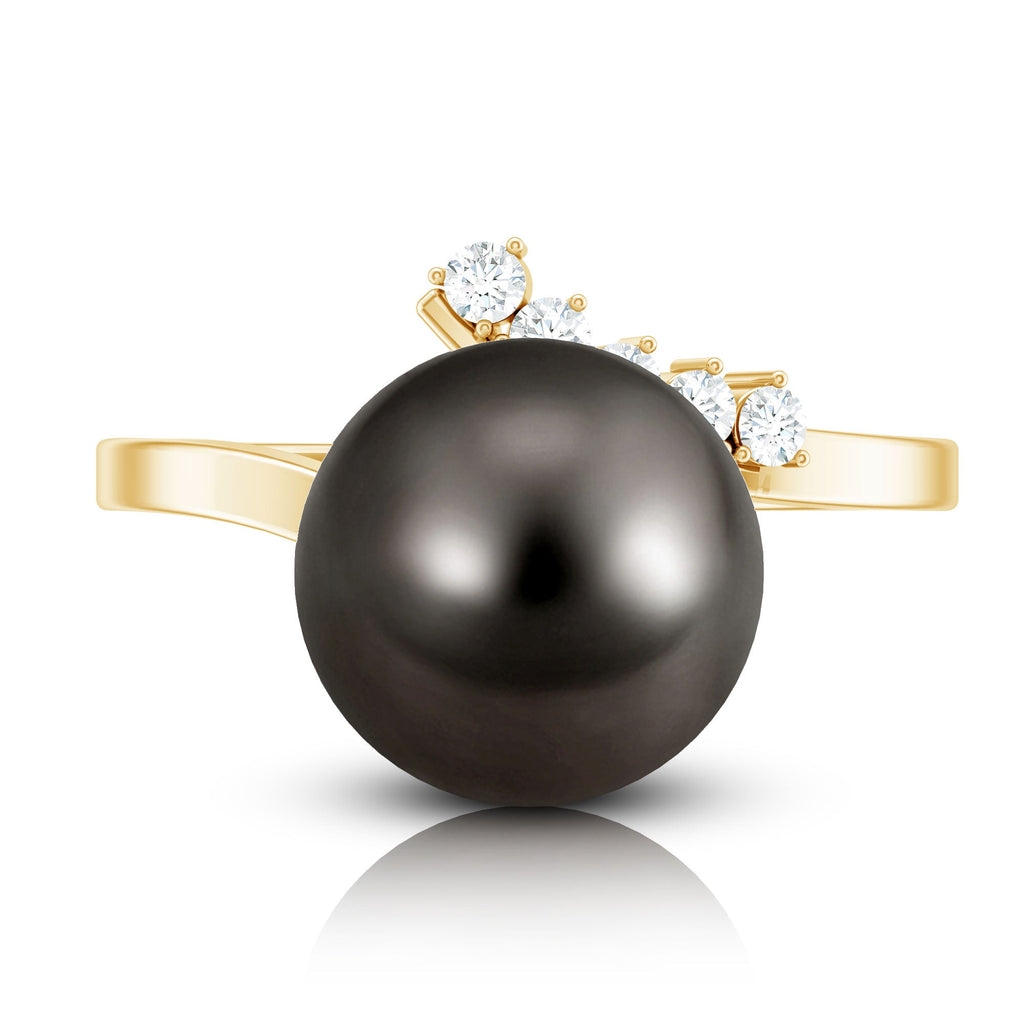 7.75 CT Designer Tahitian Pearl Solitaire Ring with Diamond