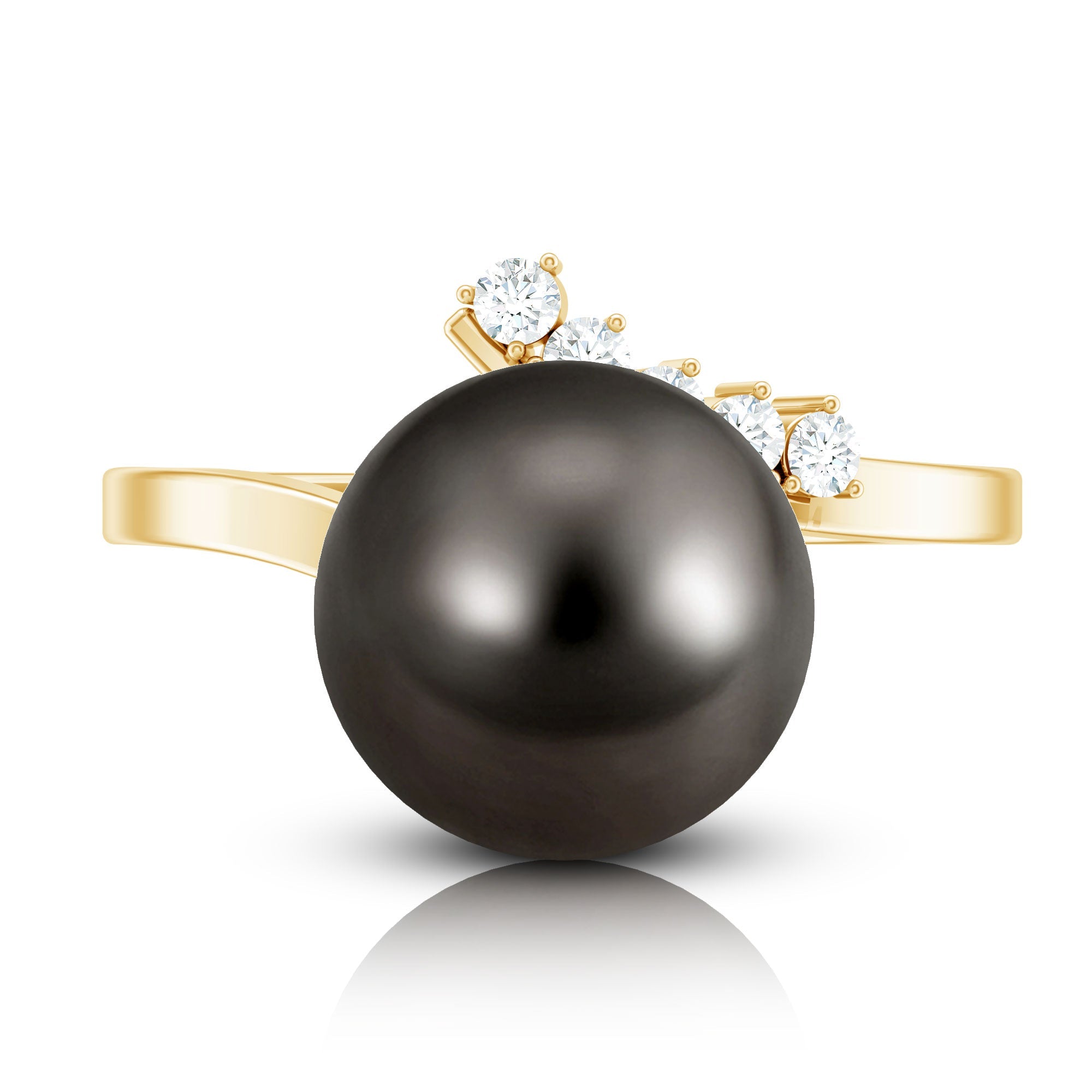 7.75 CT Designer Tahitian Pearl Solitaire Ring with Diamond