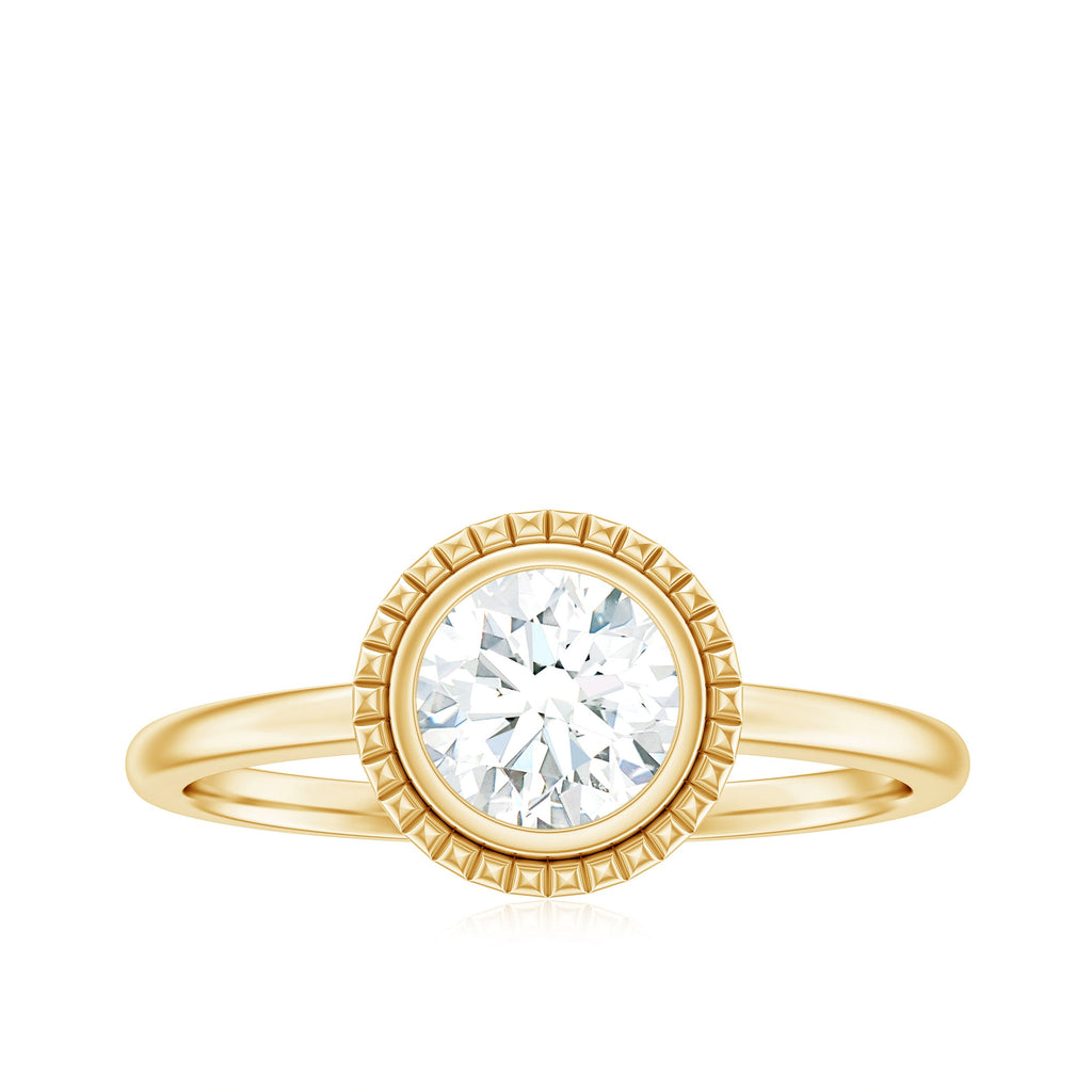 6mm Round Moissanite Solitaire Engagement Ring in Bezel Setting