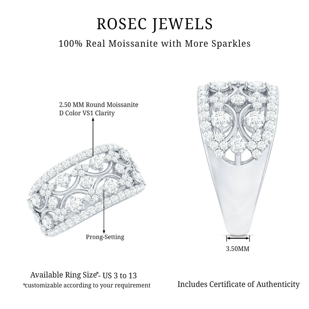 Certified Moissanite Vintage Wedding Band Ring