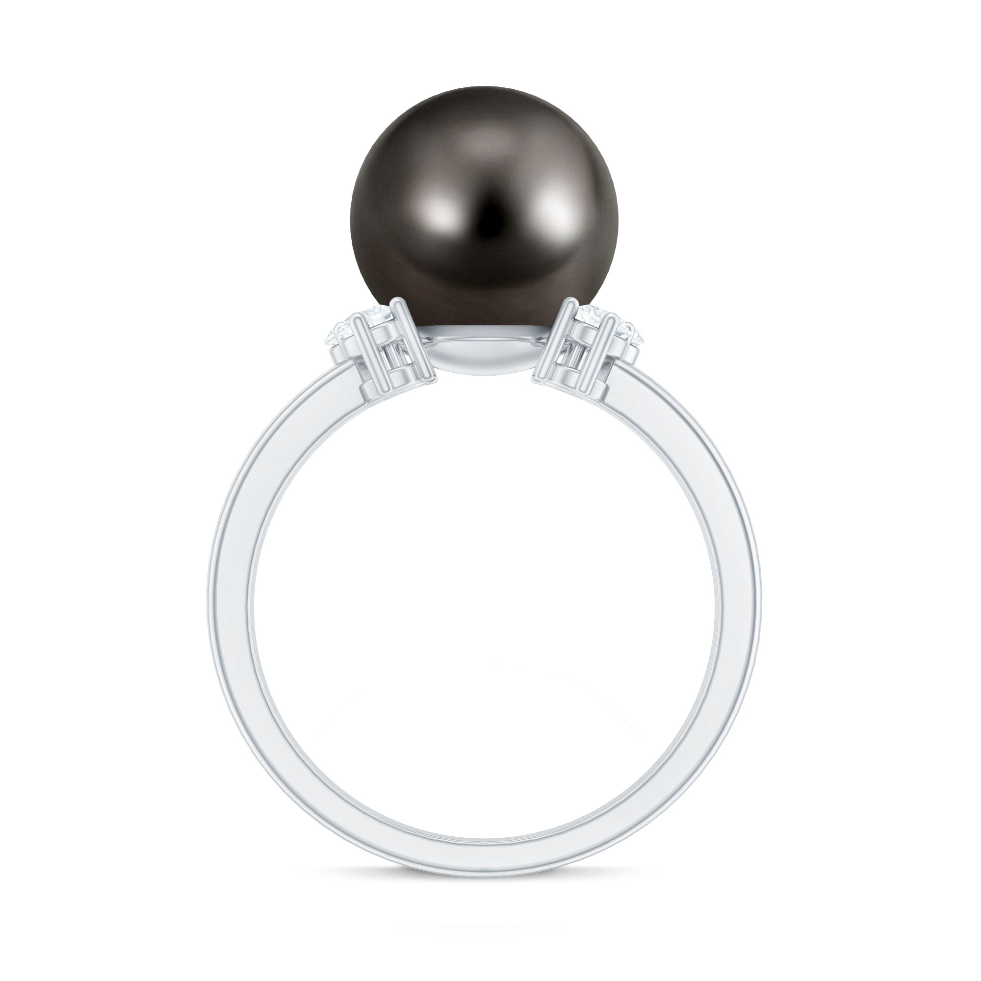 7.50 Carat Real Tahitian Black Pearl Solitaire Engagement Ring