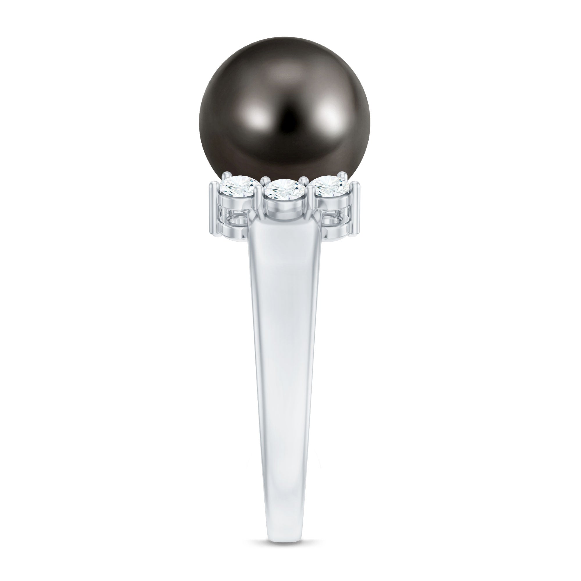 7.50 Carat Real Tahitian Black Pearl Solitaire Engagement Ring