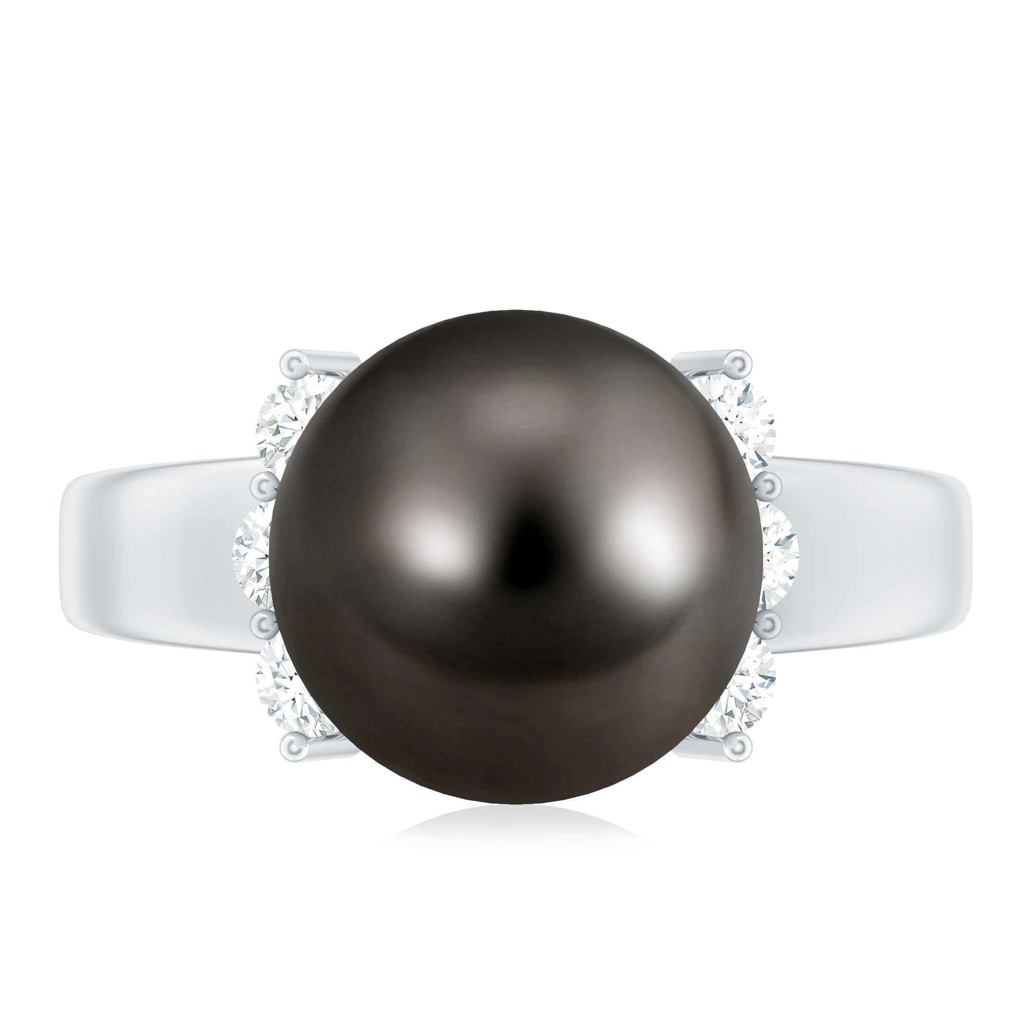 7.50 Carat Real Tahitian Black Pearl Solitaire Engagement Ring