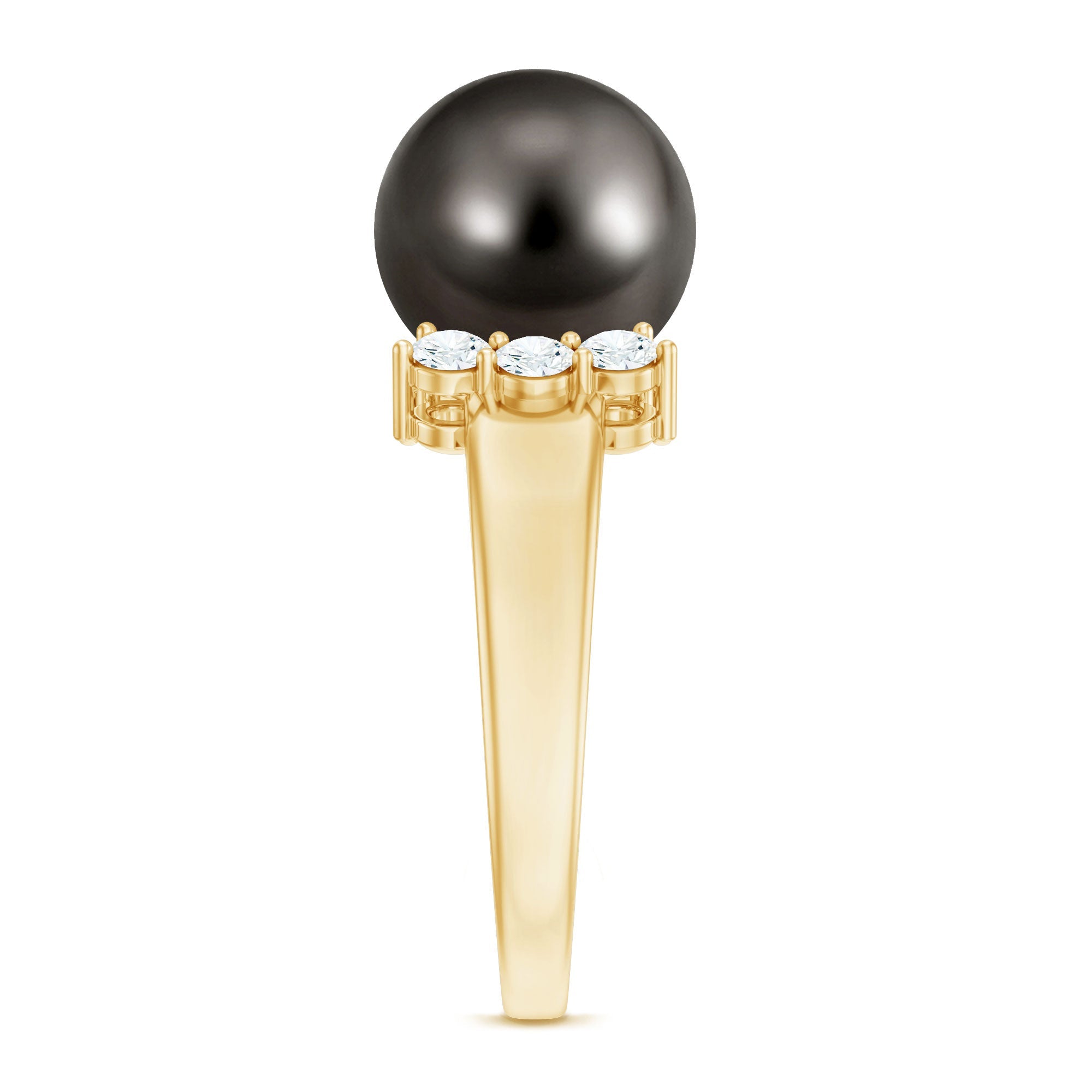7.50 Carat Real Tahitian Black Pearl Solitaire Engagement Ring