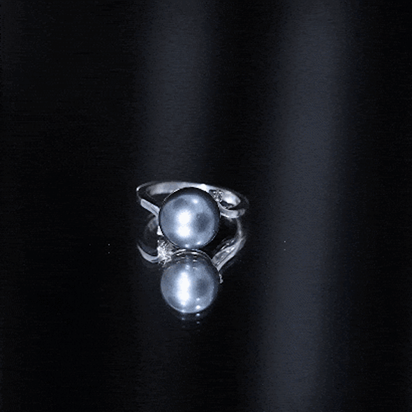 Tahitian Pearl Solitaire Bypass Engagement Ring with Diamond