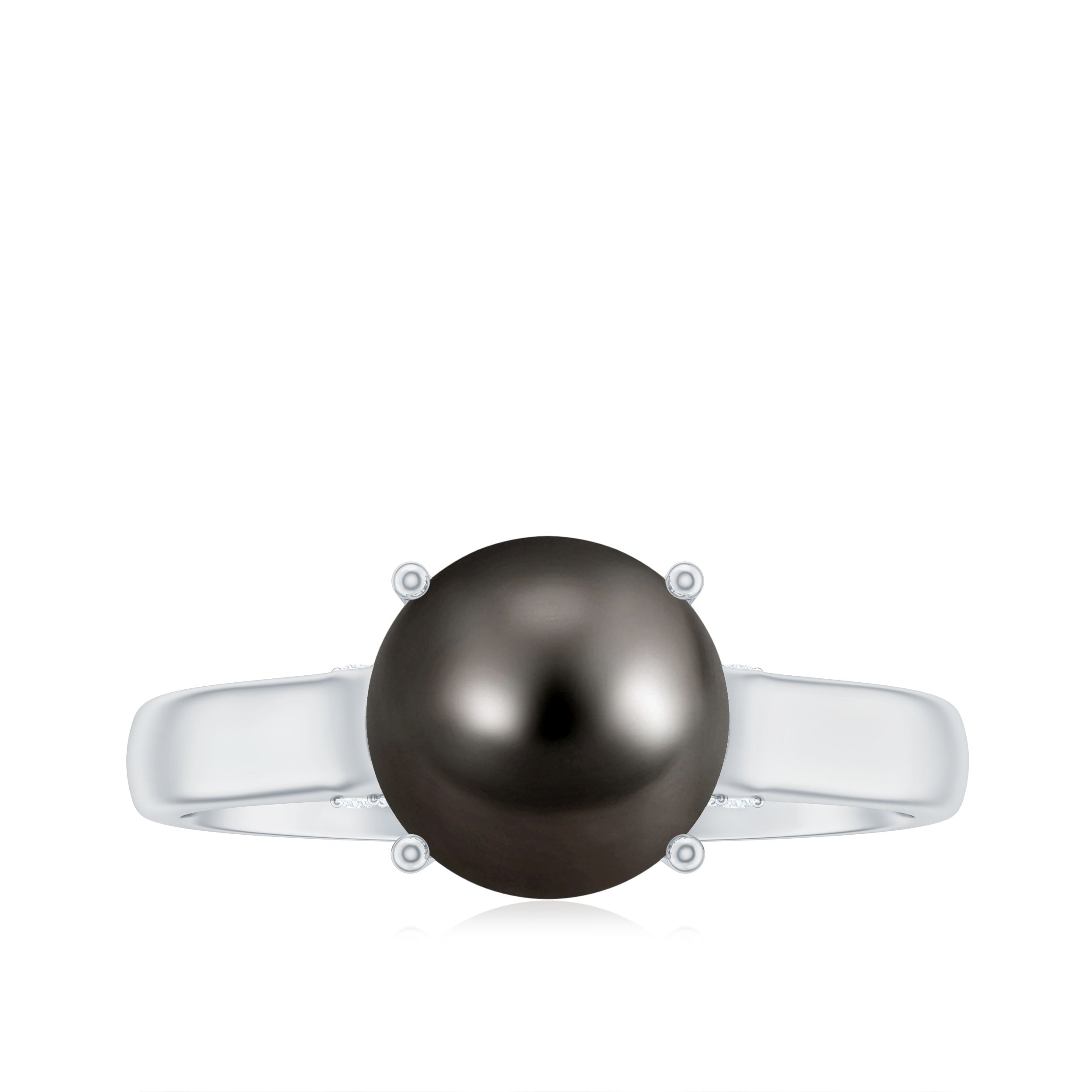 7.75 CT Classic Tahitian Pearl Solitaire Ring with Surprise Diamond