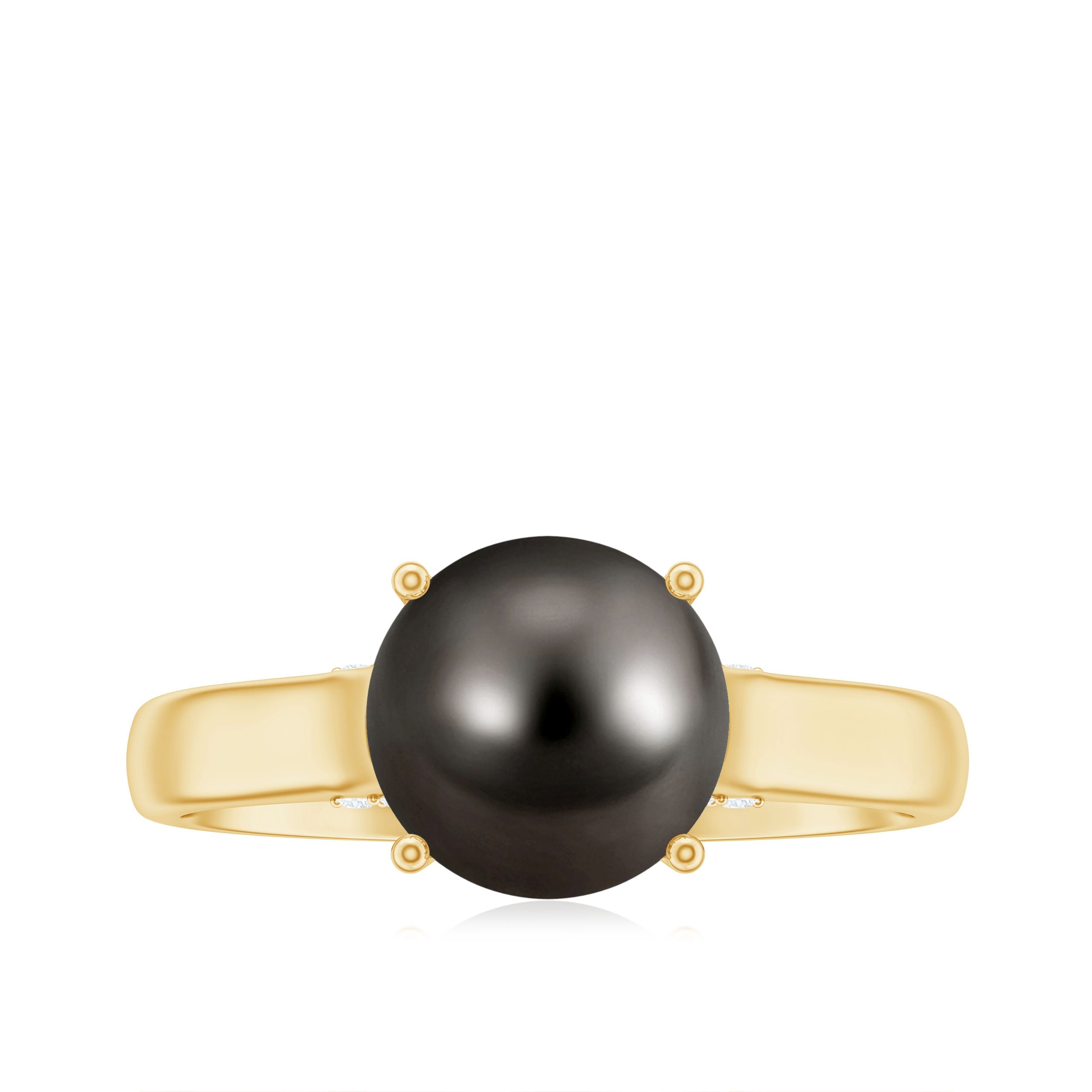 7.75 CT Classic Tahitian Pearl Solitaire Ring with Surprise Diamond