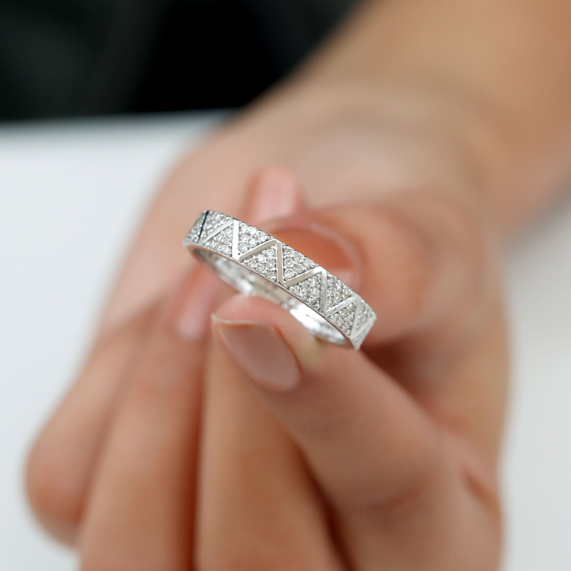 Natural Diamond Wide Wedding Band for Women