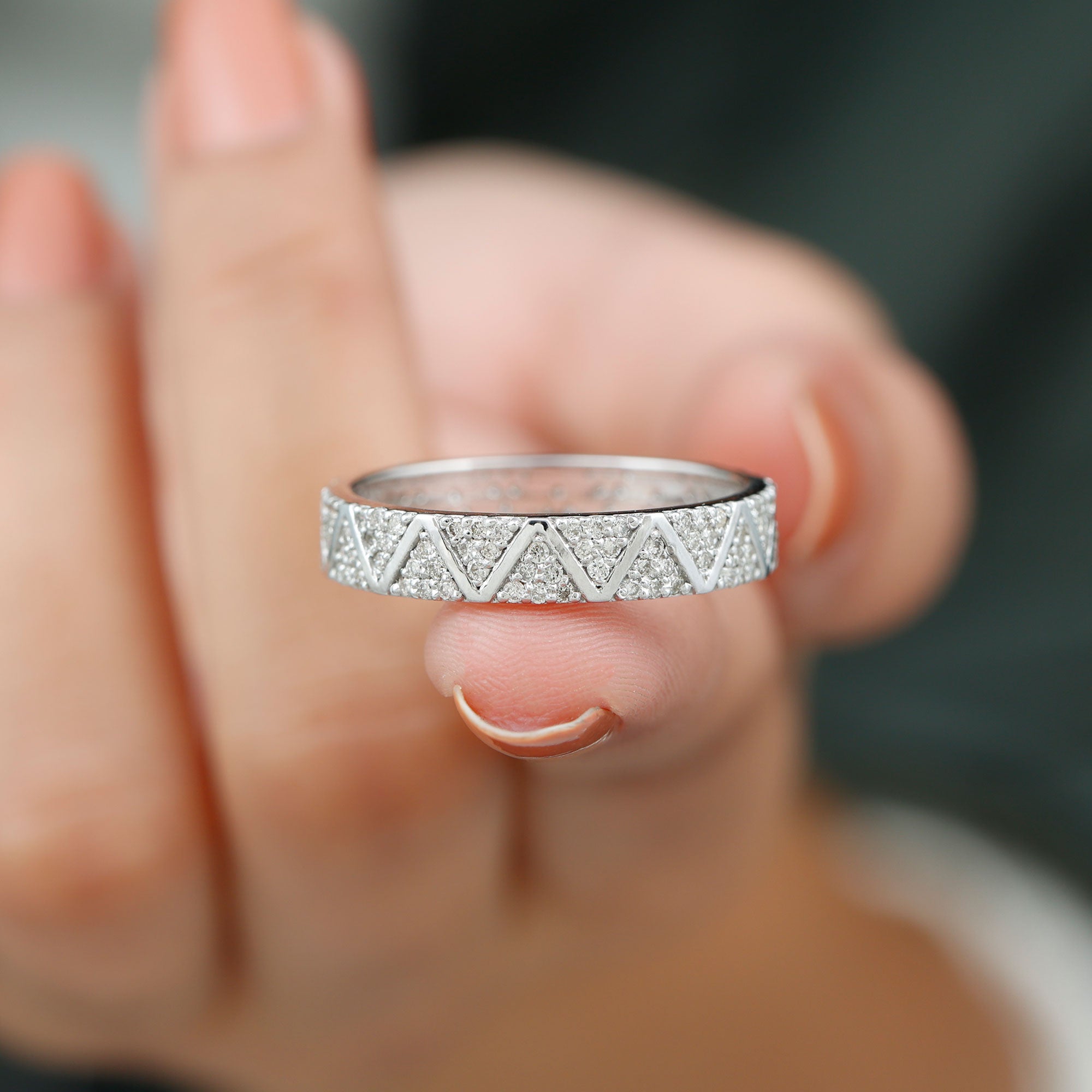 Natural Diamond Wide Wedding Band for Women