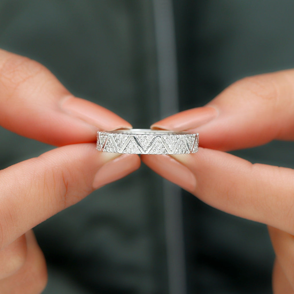 Natural Diamond Wide Wedding Band for Women