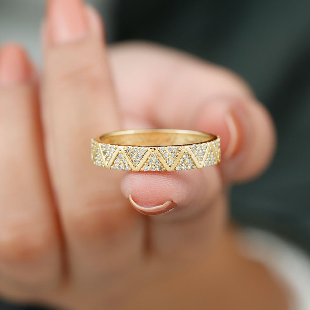 Natural Diamond Wide Wedding Band for Women