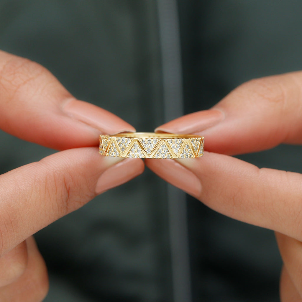 Natural Diamond Wide Wedding Band for Women