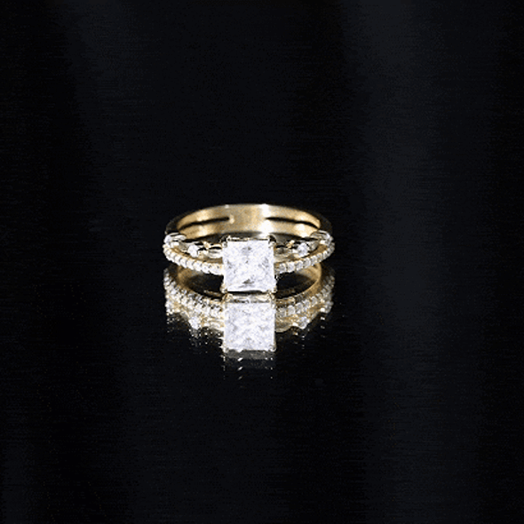 Moissanite Square Cut Engagement Ring With Certificate