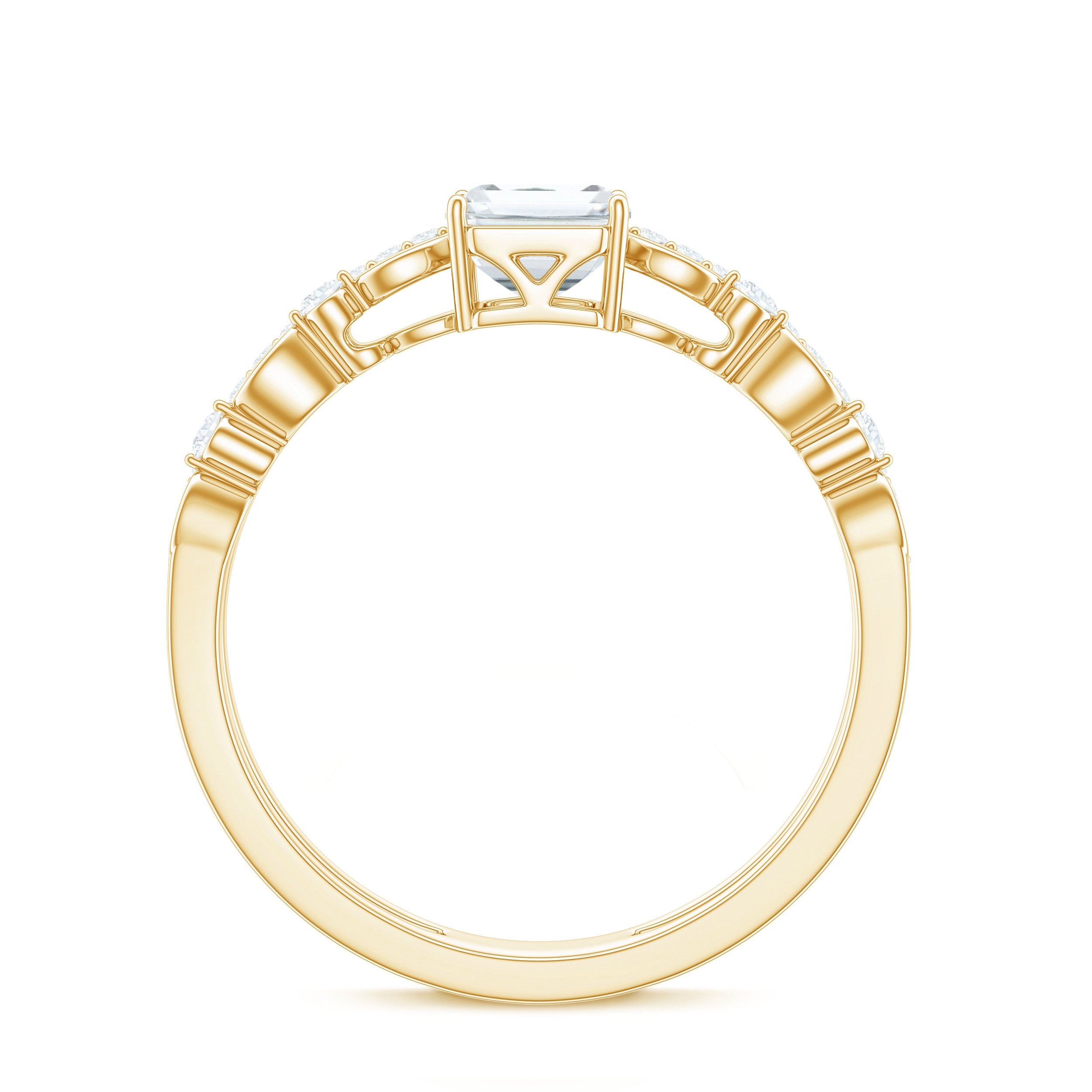 2 Carat Emerald Cut Moissanite Engagement Ring (D-VS1)