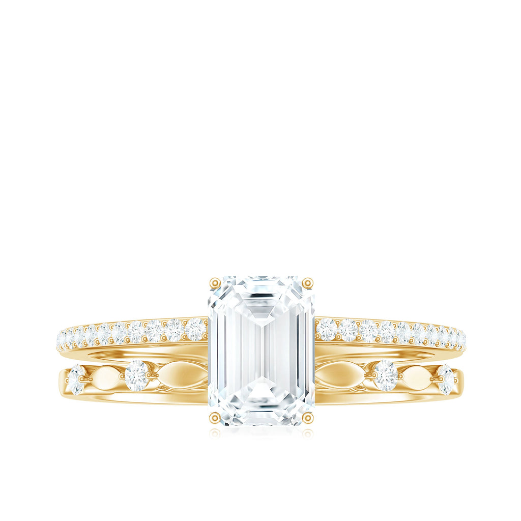 2 Carat Emerald Cut Moissanite Engagement Ring (D-VS1)
