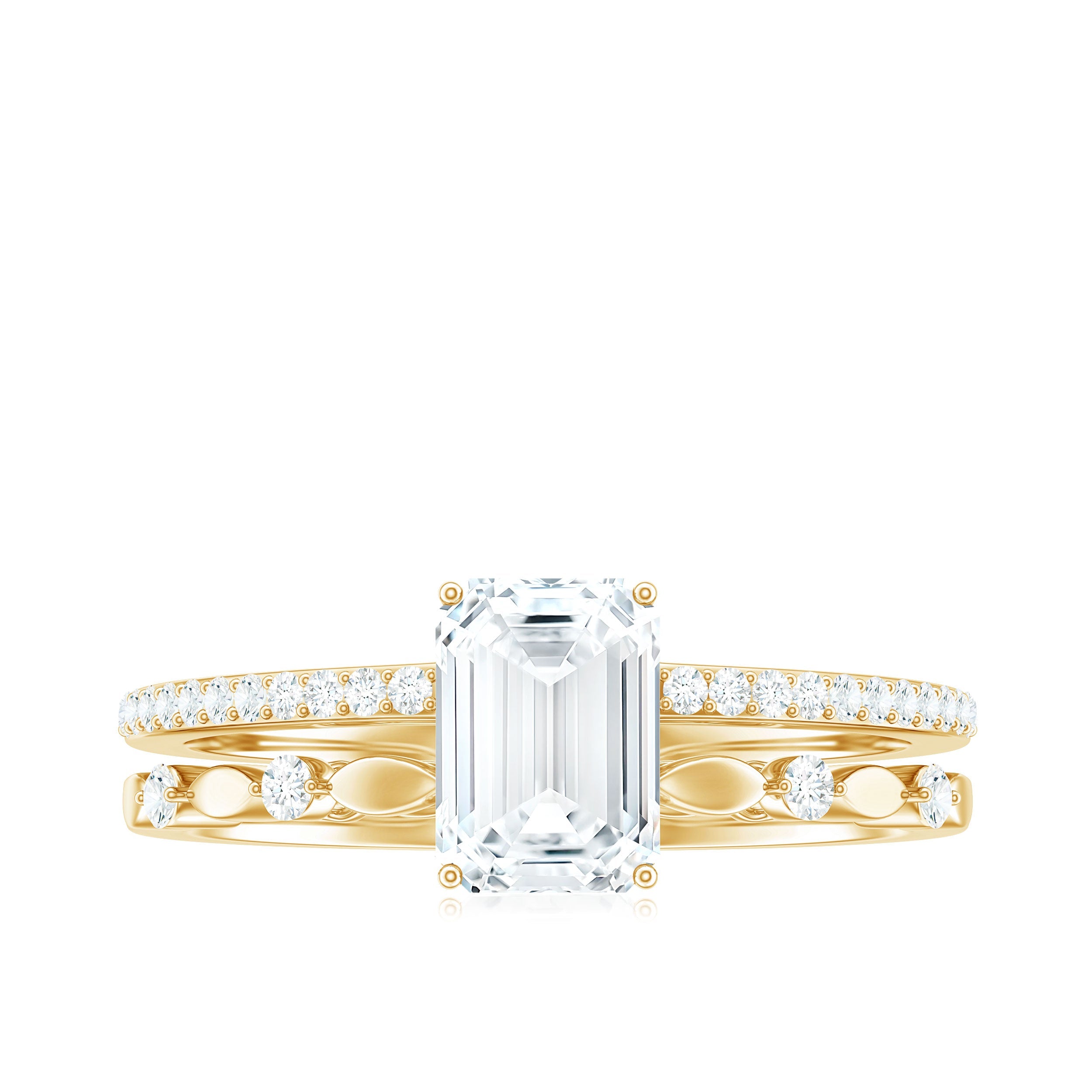 2 Carat Emerald Cut Moissanite Engagement Ring (D-VS1)