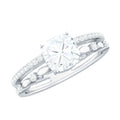 6mm Cushion Cut Moissanite Solitaire Double Band Engagement Ring