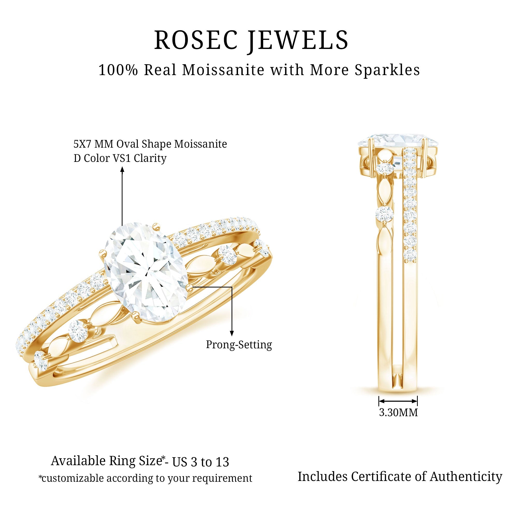 Oval Cut Moissanite Engagement Ring For Women