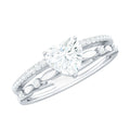 7 mm Heart Moissanite Solitaire Double Band Ring Set