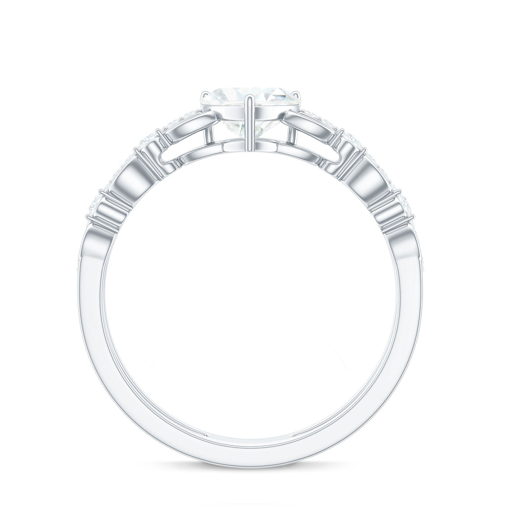 7 mm Heart Moissanite Solitaire Double Band Ring Set