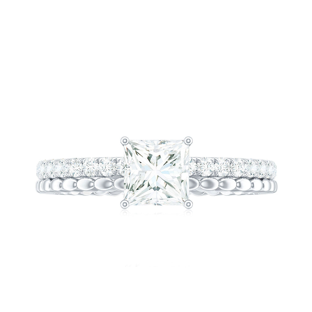 Certified Moissanite Square Cut Engagement Ring For Women