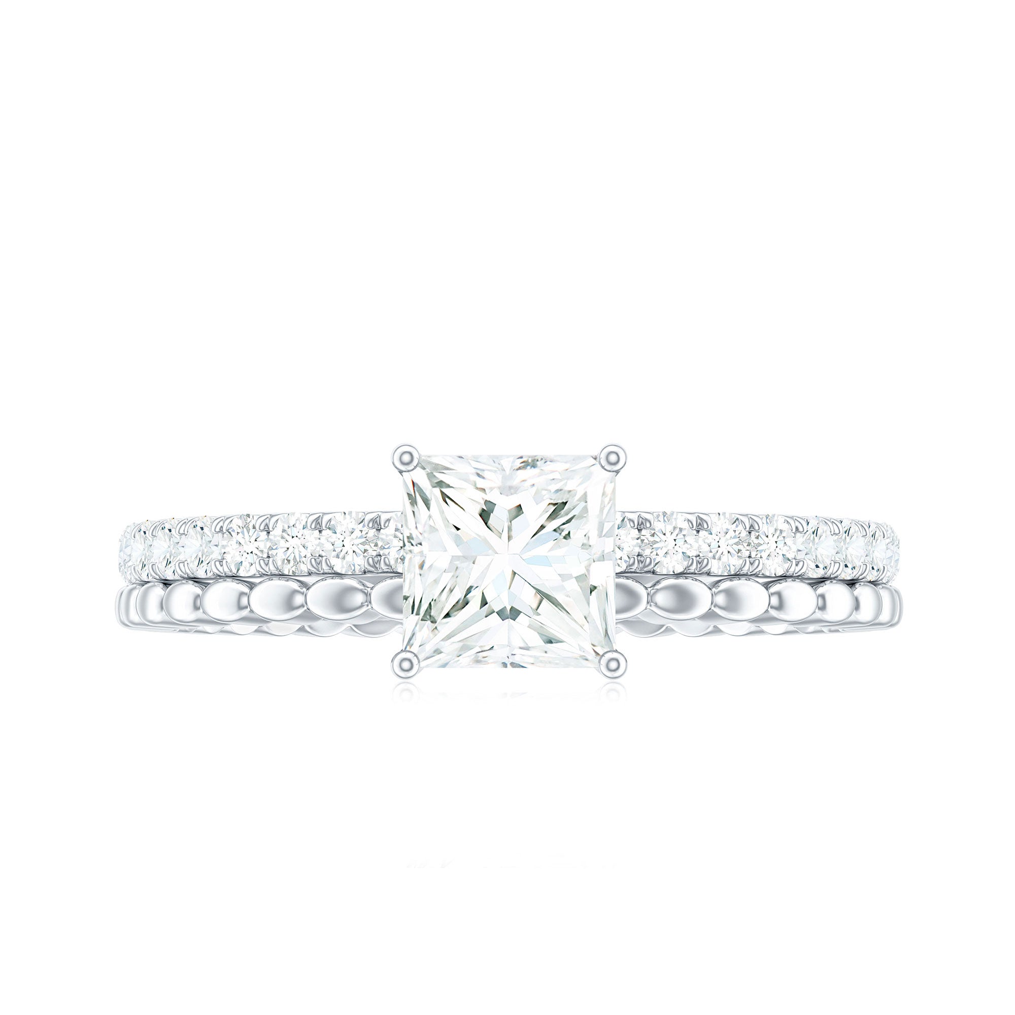 Certified Moissanite Square Cut Engagement Ring For Women