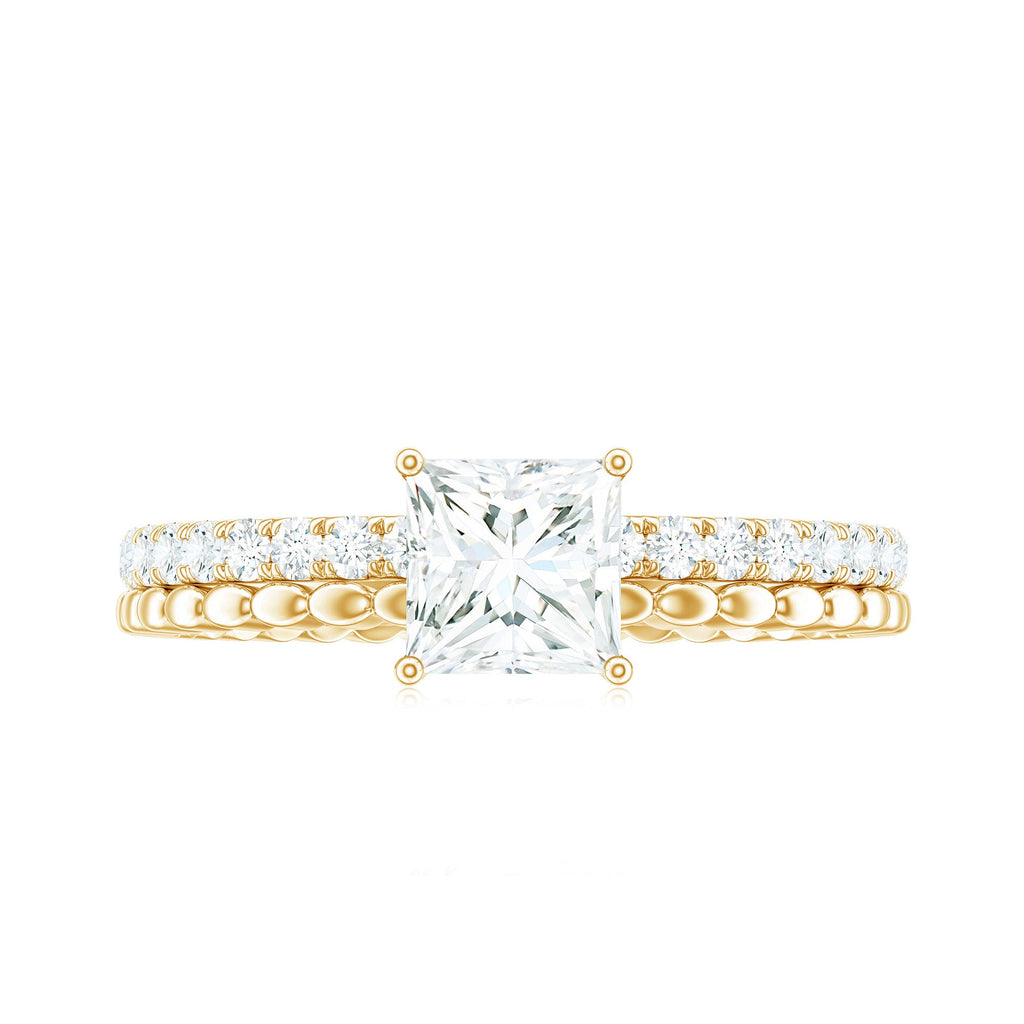 Certified Moissanite Square Cut Engagement Ring For Women