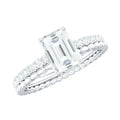 Certified 6X8mm Emerald Cut Moissanite Solitaire Engagement Ring