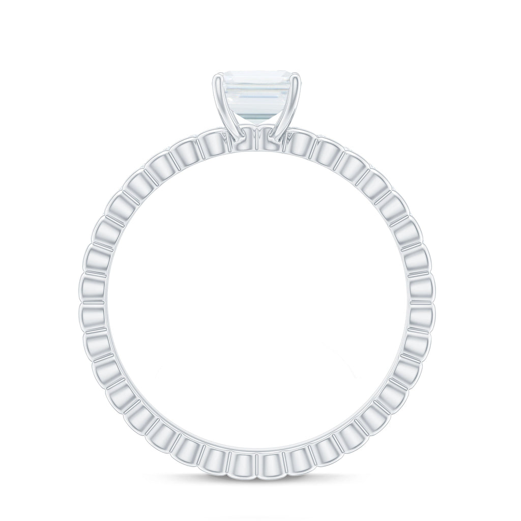 Certified 6X8mm Emerald Cut Moissanite Solitaire Engagement Ring