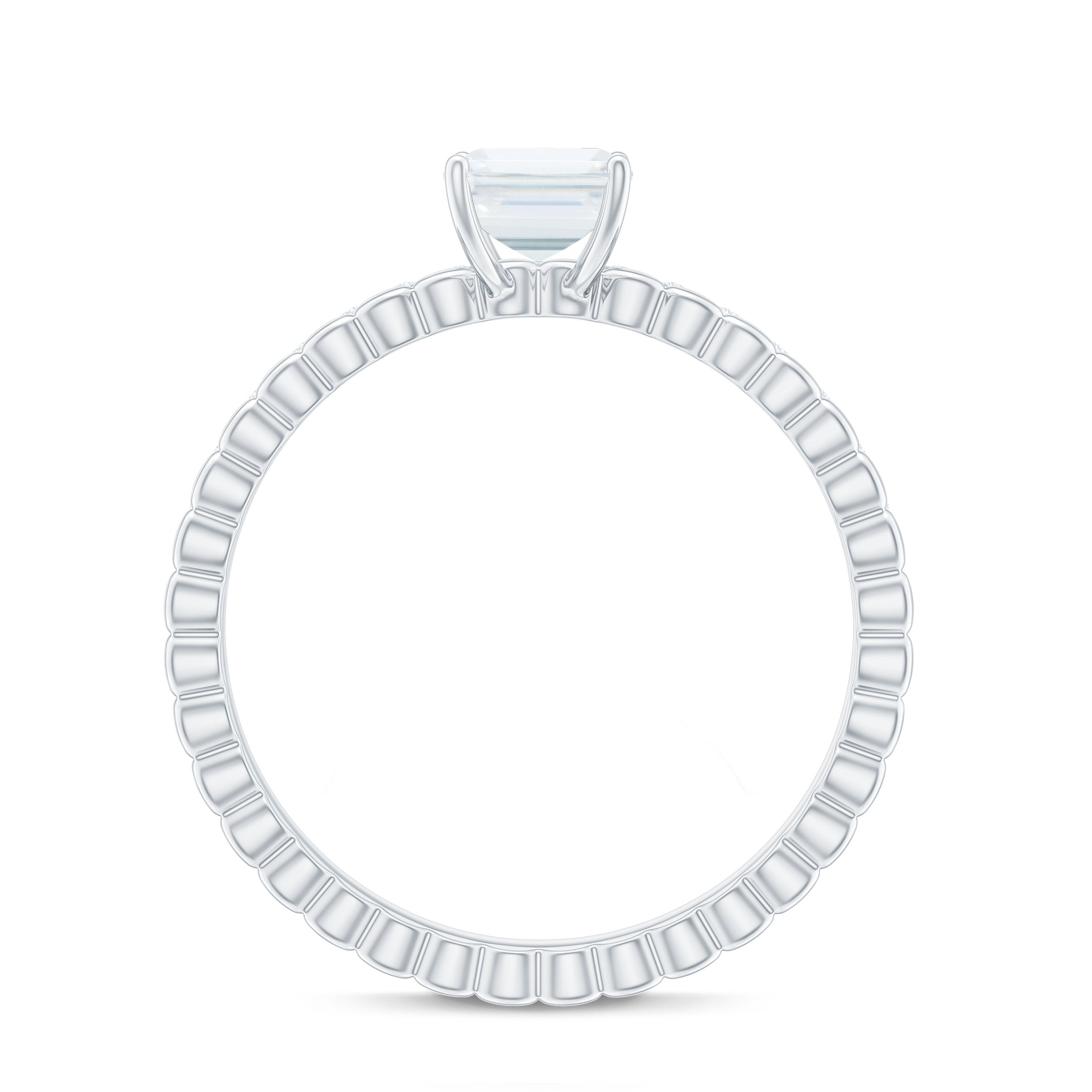 Certified 6X8mm Emerald Cut Moissanite Solitaire Engagement Ring