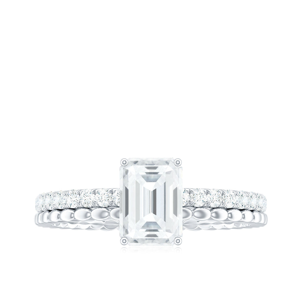Certified 6X8mm Emerald Cut Moissanite Solitaire Engagement Ring
