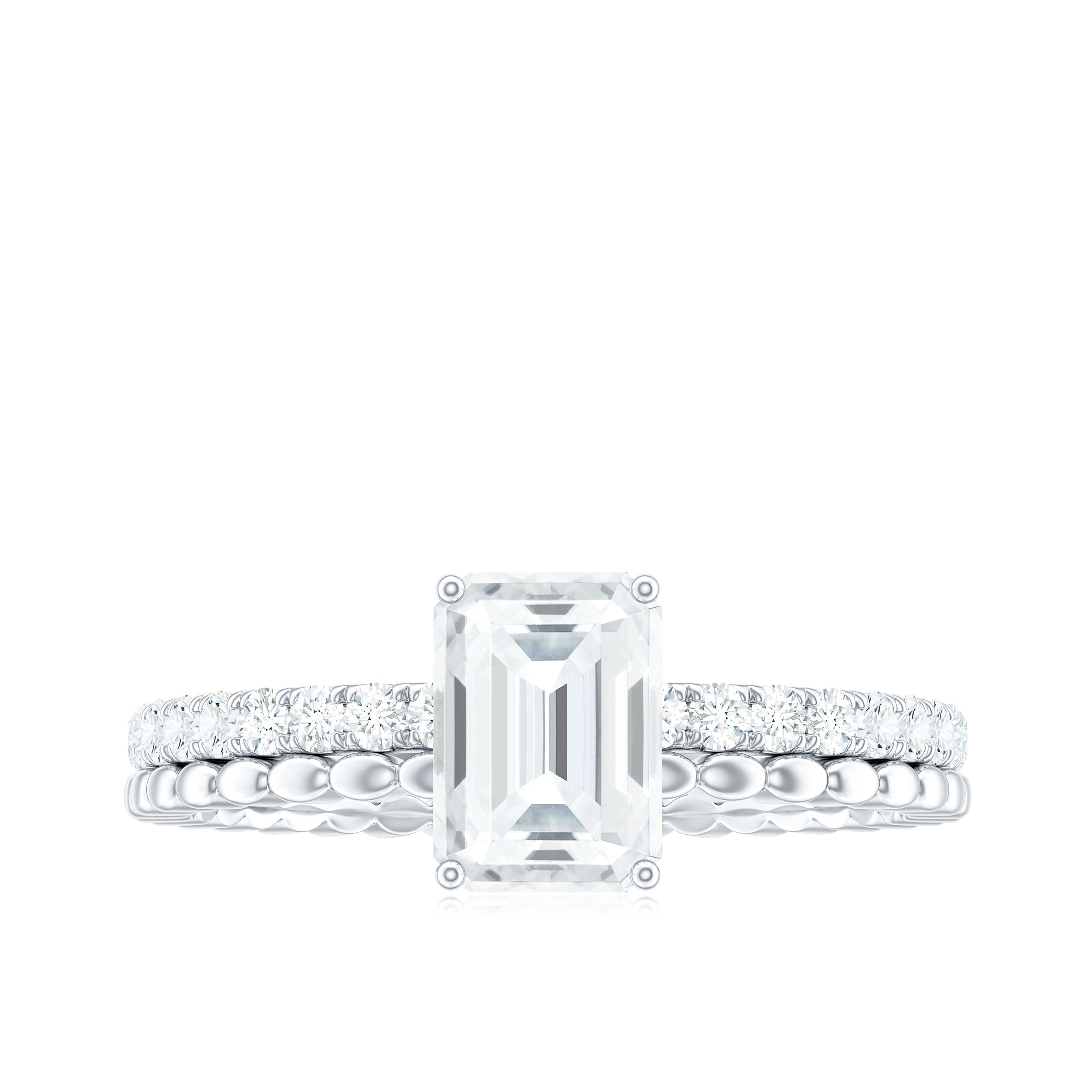 Certified 6X8mm Emerald Cut Moissanite Solitaire Engagement Ring