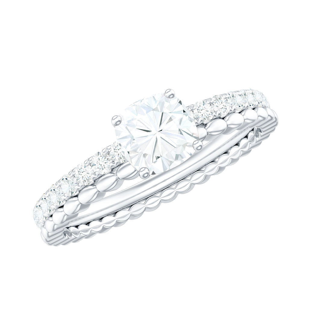 6mm Certified Cushion Cut Moissanite Solitaire Engagement Ring